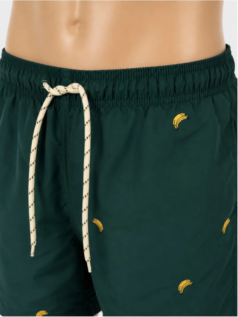 H&M Men’s Forest Green Banana Embroidered Swim Shorts – Size M